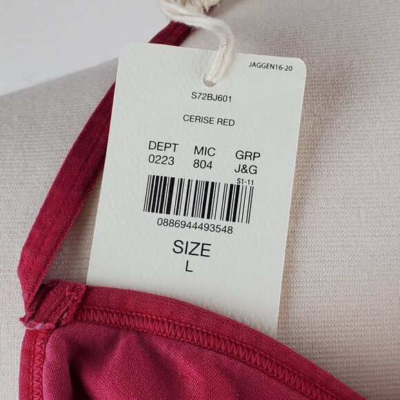 Jasmine & Ginger Cerise Red Knit Jersey Open Back Bandeau Bra Crop Top Large NWT - Picture 9 of 9